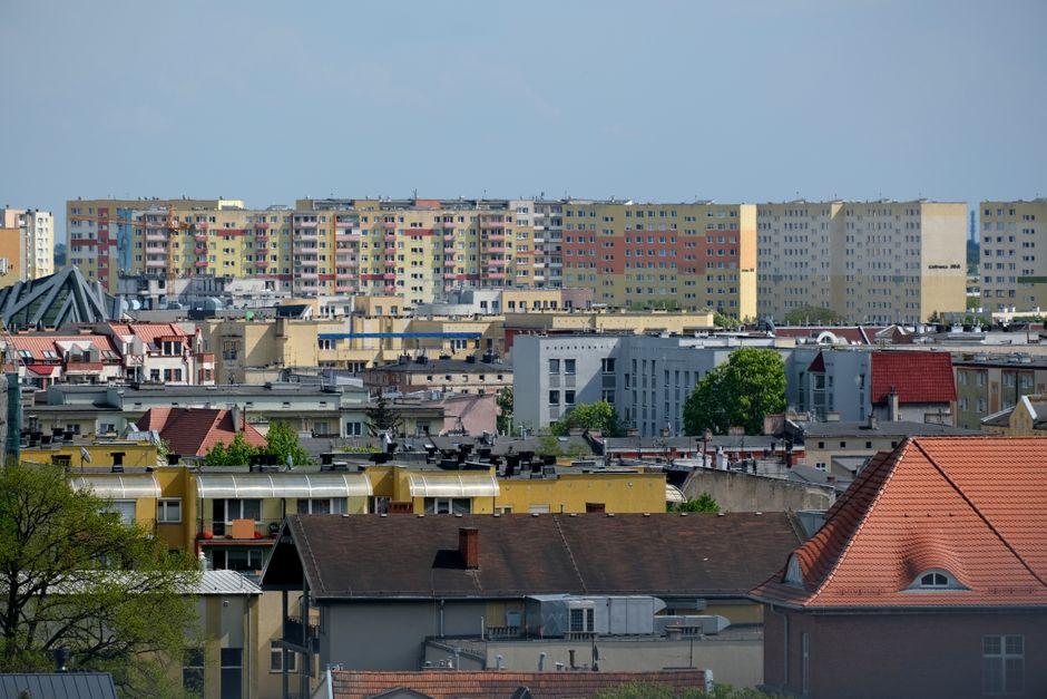 Colorful Urban Landscape with High Rise Buildings