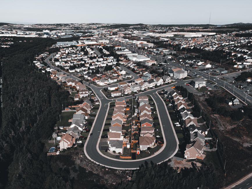 Aerial View of a Suburban Landscape